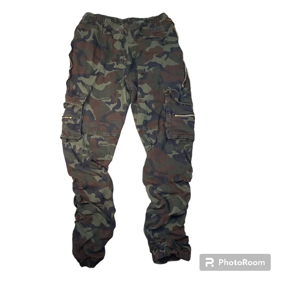 Rock Salt Ruched Camo Cargo Drawstring Pants Size Large - Picture 6 of 7